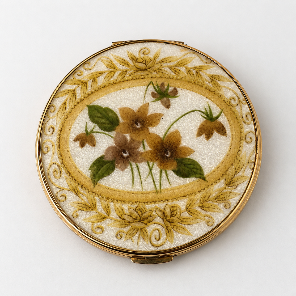 1950s Emrich Floral Powder Compact — Listing photo